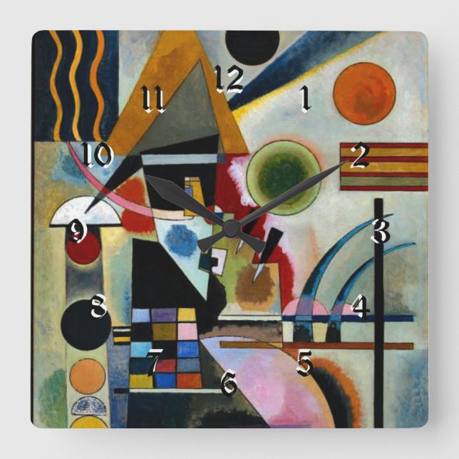 Kandinsky - Swinging, popular painting,  Square Wall Clock (Front)