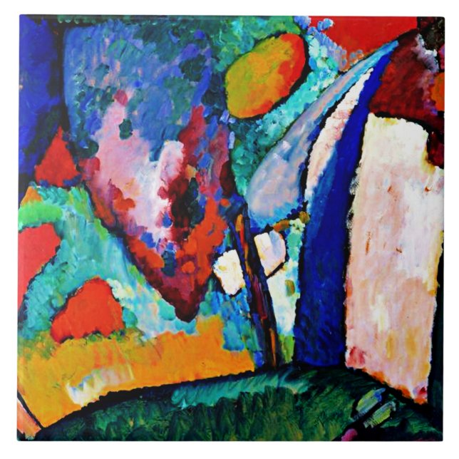 Kandinsky - The Waterfall, abstract painting, Ceramic Tile (Front)