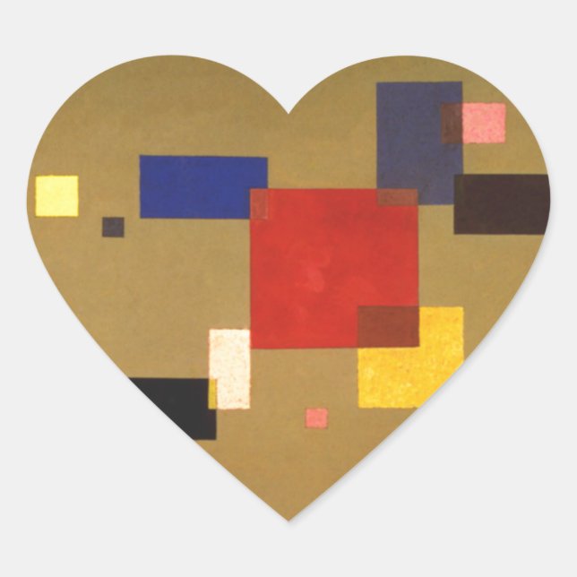 Kandinsky Thirteen Rectangles Abstract Painting Heart Sticker (Front)