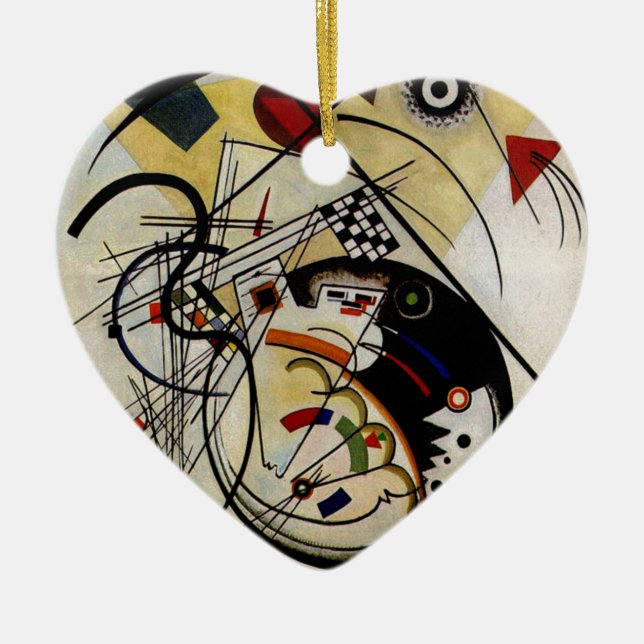 Kandinsky Transverse Unbroken Line Ceramic Tree Decoration (Front)