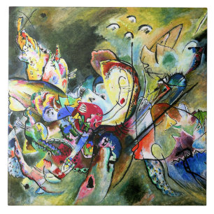 Kandinsky - Troubled, colourful painting, Ceramic Tile