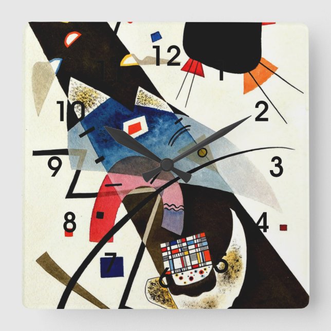 Kandinsky - Two Black Spots Square Wall Clock (Front)