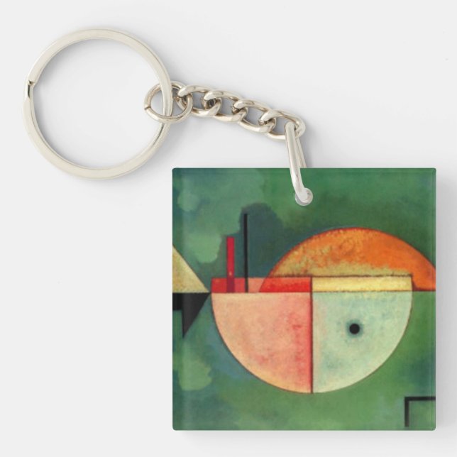 Kandinsky Upward Abstract Painting Green Key Ring (Front)