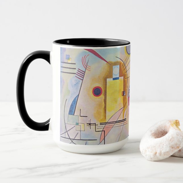 Kandinsky Yellow Red Blue Abstract Magic Mug (With Donut)