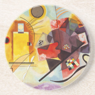 Kandinsky Yellow Red Blue Abstract Painting Coaster