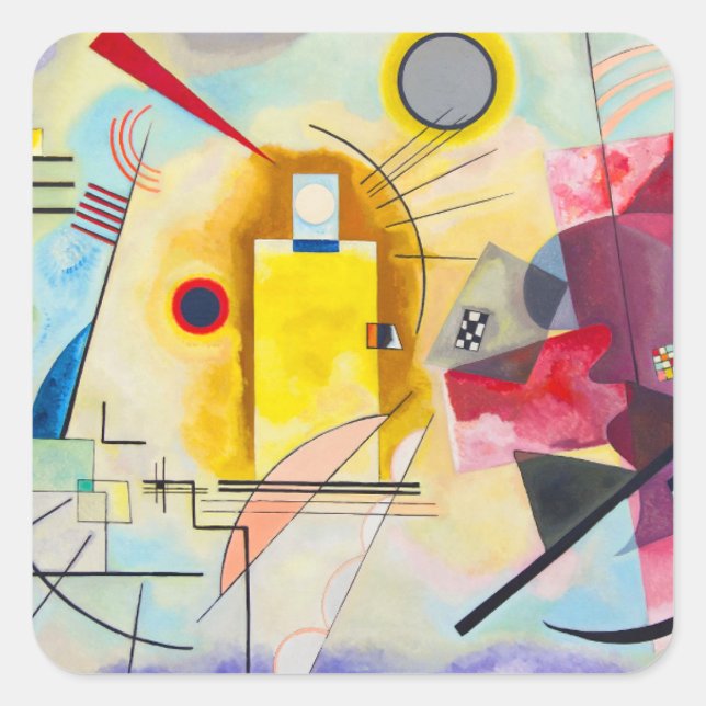 Kandinsky Yellow-Red-Blue Square Sticker (Front)