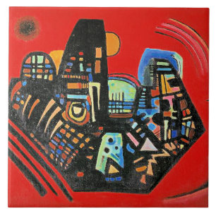 Kandinsky's abstract art, Black-Red, Ceramic Tile