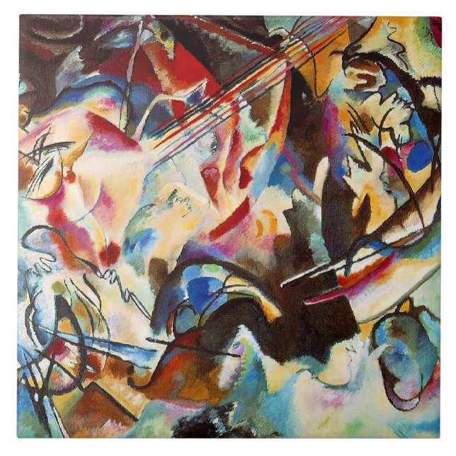 Kandinsky's abstract artwork, Composition VI, Ceramic Tile (Front)