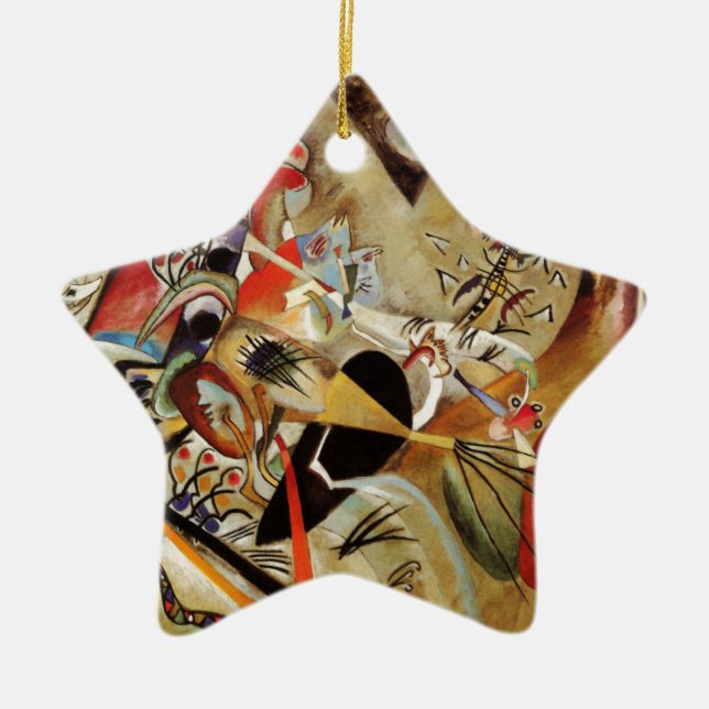 Kandinsky's Abstract Composition Ceramic Tree Decoration (Front)