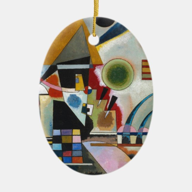 Kandinsky's Abstract Painting Swinging Ceramic Tree Decoration (Front)