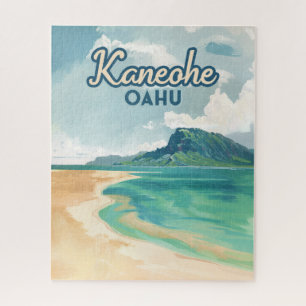 Kaneohe Sandbar Oahu Hawaii Retro Jigsaw Puzzle
