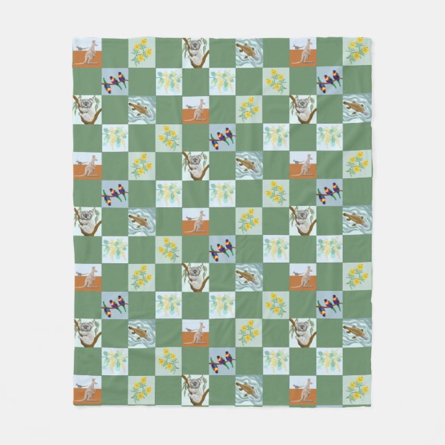 Kanga Koala Platypus and friends Aussie Fleece Blanket (Front)