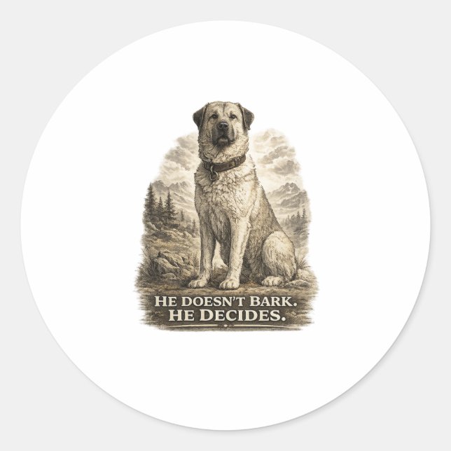 Kangal – He Doesn’t Bark He Decides Classic Round Sticker (Front)