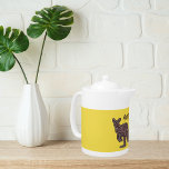 Kangaroo Aboriginal Mosaic<br><div class="desc">Teapot features kangaroo silhouette in aboriginal mosaic pattern on yellow background with "Australia" in grunge style text</div>