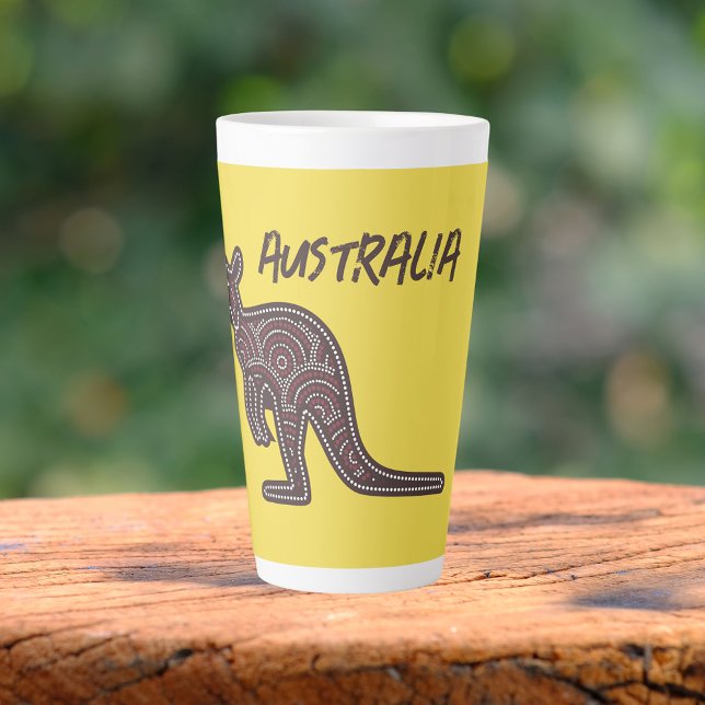 Kangaroo Aboriginal Mosaic   Latte Mug (Creator Uploaded)