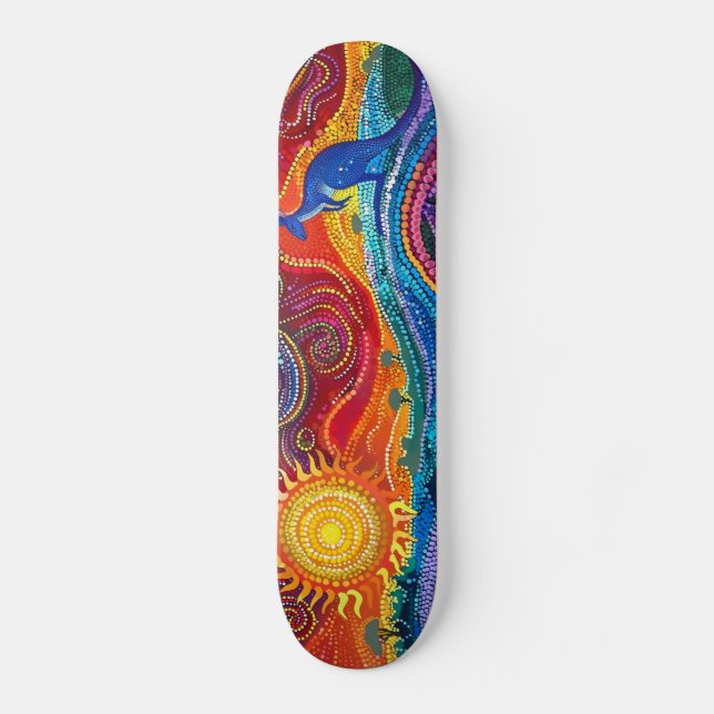 Kangaroo - Aboriginal Style - Skateboard Deck (Front)