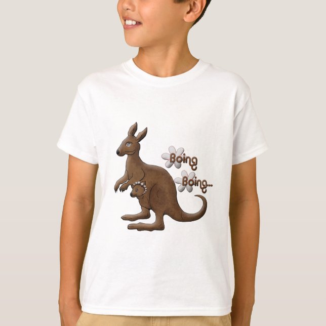 Kangaroo and Baby Kangaroo in Pouch T-Shirts (Front)
