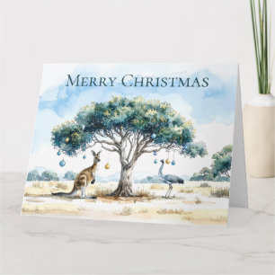 Kangaroo and Emu Christmas Gumtree Baubles Card