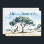 Kangaroo and Emu Christmas Gumtree Baubles Holiday Card<br><div class="desc">A Christmas kangaroo and an Emu sitting under a gumtree decorated with baubles.  
Merry Christmas greeting on front
Merry Christmas and Happy New Year greeting inside</div>