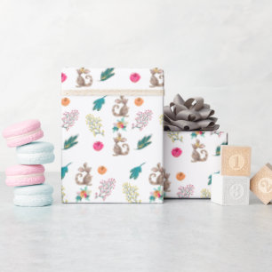 Kangaroo And Floral Pattern Wrapping Paper