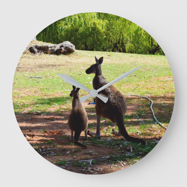 Kangaroo And Her Joey, Wall Clock (Front)