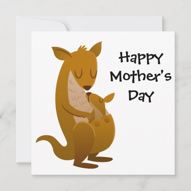 Kangaroo and Joey Mother's Day Design Holiday Card (Front)
