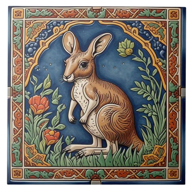 Kangaroo - Arts And Crafts Ceramic Tile (Front)
