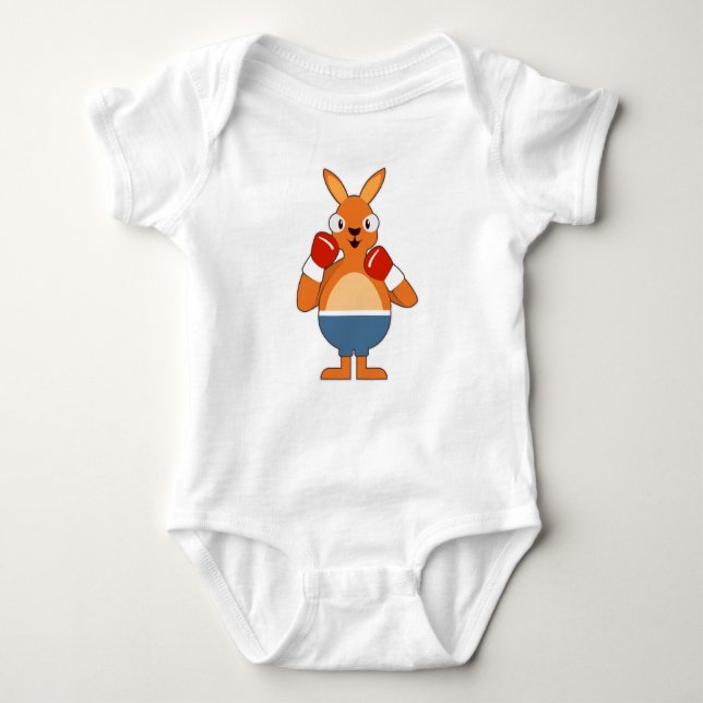 Kangaroo as Boxer with Boxing gloves Baby Bodysuit (Front)