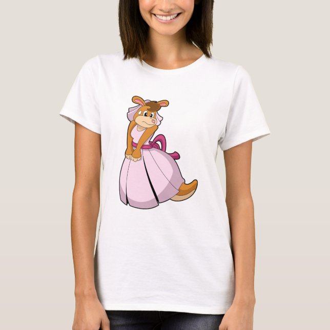 Kangaroo as Bride with Wedding dress T-Shirt (Front)