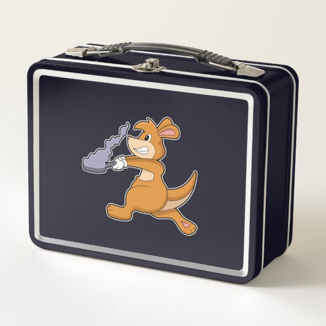 Kangaroo as Cook with Pan Metal Lunch Box (Front)