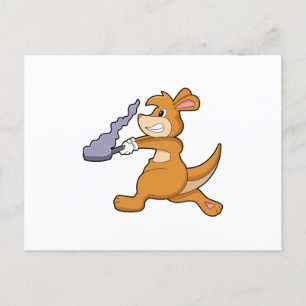 Kangaroo as Cook with Pan Postcard