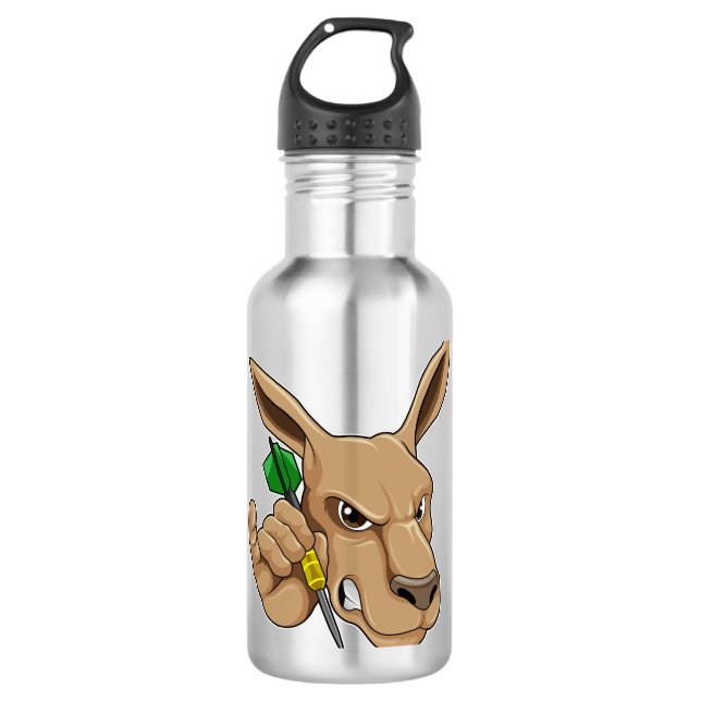 Kangaroo as Dart player with Dart 710 Ml Water Bottle (Front)