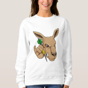 Kangaroo as Dart player with Dart Sweatshirt
