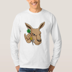 Kangaroo as Dart player with Dart T-Shirt