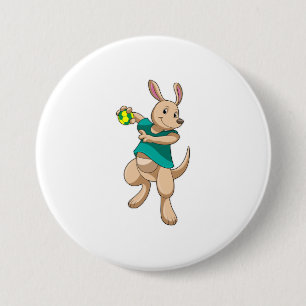 Kangaroo as Handball player with Handball 7.5 Cm Round Badge