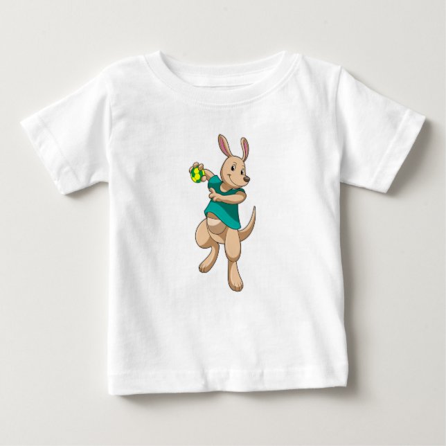 Kangaroo as Handball player with Handball Baby T-Shirt (Front)
