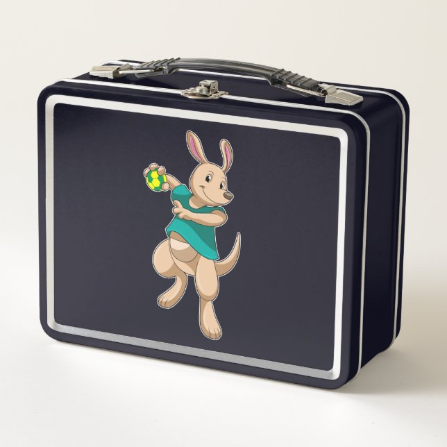 Kangaroo as Handball player with Handball Metal Lunch Box (Front)