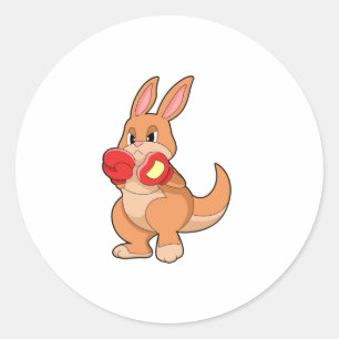 Kangaroo at Boxing with Boxing gloves Classic Round Sticker