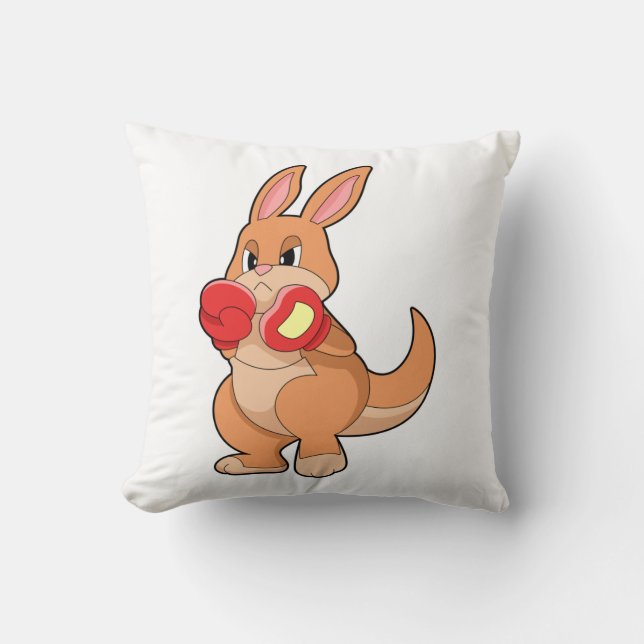 Kangaroo at Boxing with Boxing gloves Cushion (Front)