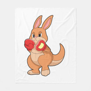 Kangaroo at Boxing with Boxing gloves Fleece Blanket