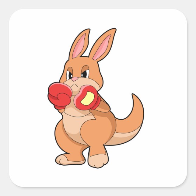 Kangaroo at Boxing with Boxing gloves Square Sticker (Front)