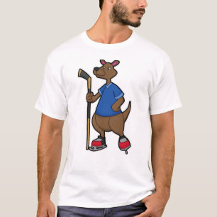 Kangaroo at Hockey with Hockey stick T-Shirt