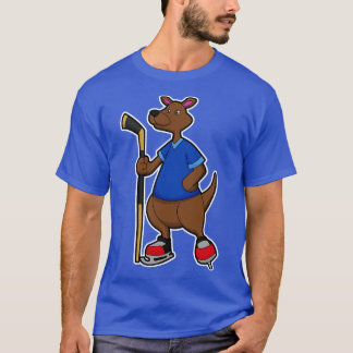 Kangaroo at Ice hockey with Ice hockey stick T-Shirt