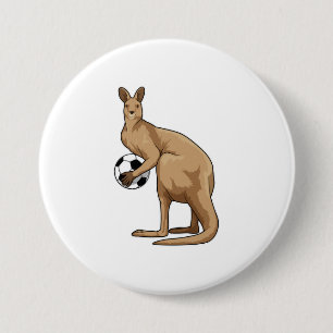 Kangaroo at Soccer Sports 7.5 Cm Round Badge