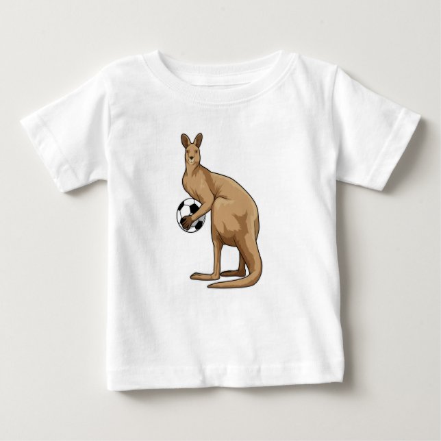 Kangaroo at Soccer Sports Baby T-Shirt (Front)