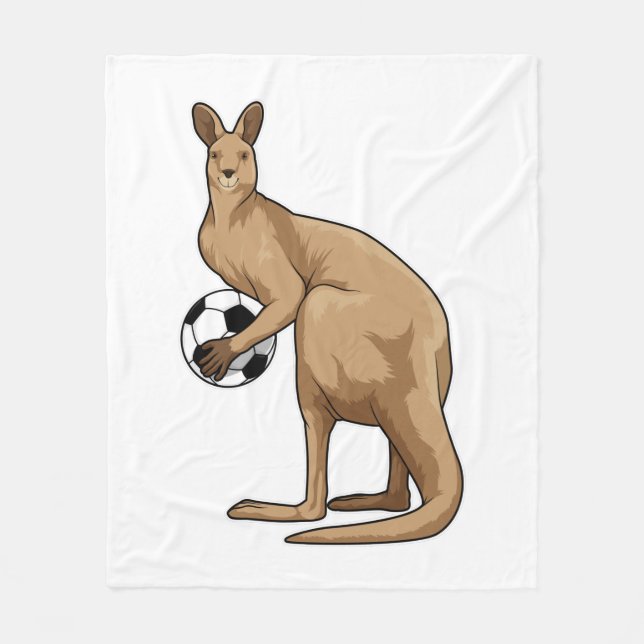 Kangaroo at Soccer Sports Fleece Blanket (Front)