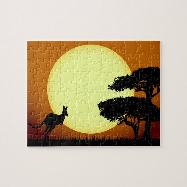 Kangaroo at sunset jigsaw puzzle (Horizontal)