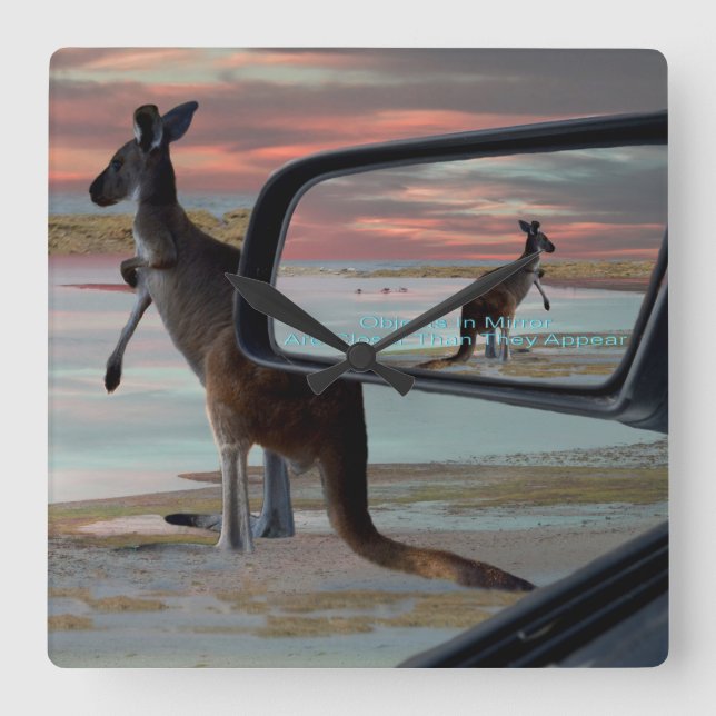 Kangaroo At The Beach, Square Wall Clock (Front)