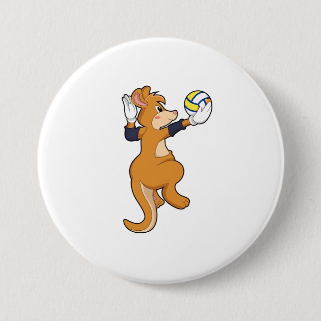 Kangaroo at Volleyball Sports 7.5 Cm Round Badge (Front)
