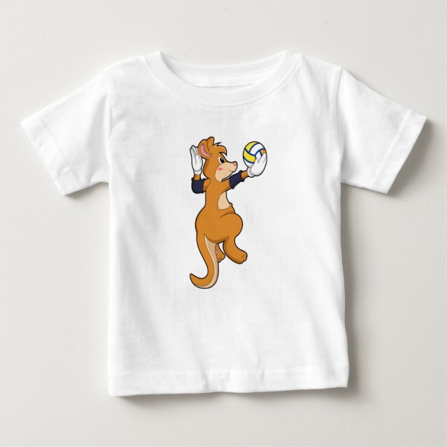 Kangaroo at Volleyball Sports Baby T-Shirt (Front)